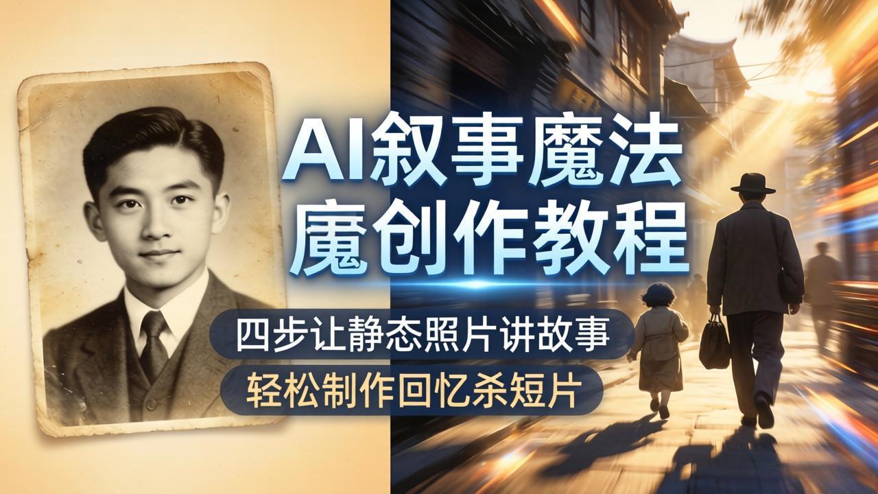 AI叙事魔法创作教程，四步让静态照片讲故事，老照片修复加动态特效，轻松制作回忆杀短片-网创资源