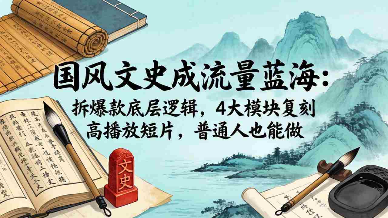 （18227期）国风文史成流量蓝海：拆爆款底层逻辑，4大模块复刻高播放短片，普通人也能做-网创资源