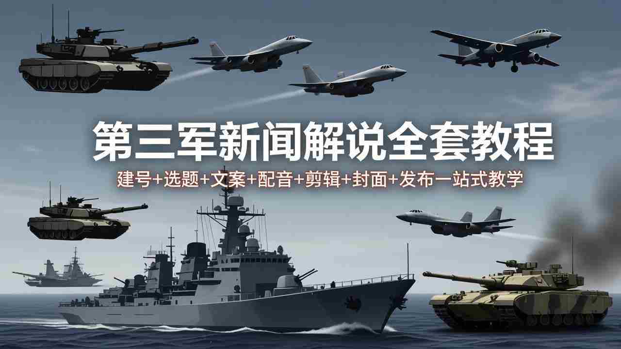 （18081期）第三军迷新闻解说全套教程：建号+选题+文案+配音+剪辑+封面+发布一站式教学-网创资源