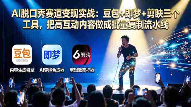 （17990期）AI脱口秀赛道变现实战：豆包+即梦+剪映三个工具，把高互动内容做成批量复制流水线-网创资源