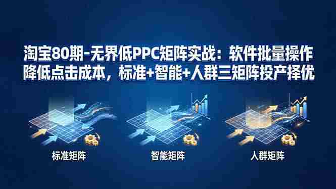 （17987期）淘宝80期-无界低PPC矩阵实战：软件批量操作降低点击成本，标准+智能+人群三矩阵投产择优-网创资源