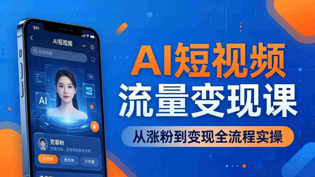 （17939期）AI短视频流量变现课：一部手机玩转数字人克隆+爆款制作，从涨粉到变现全流程实操-网创资源