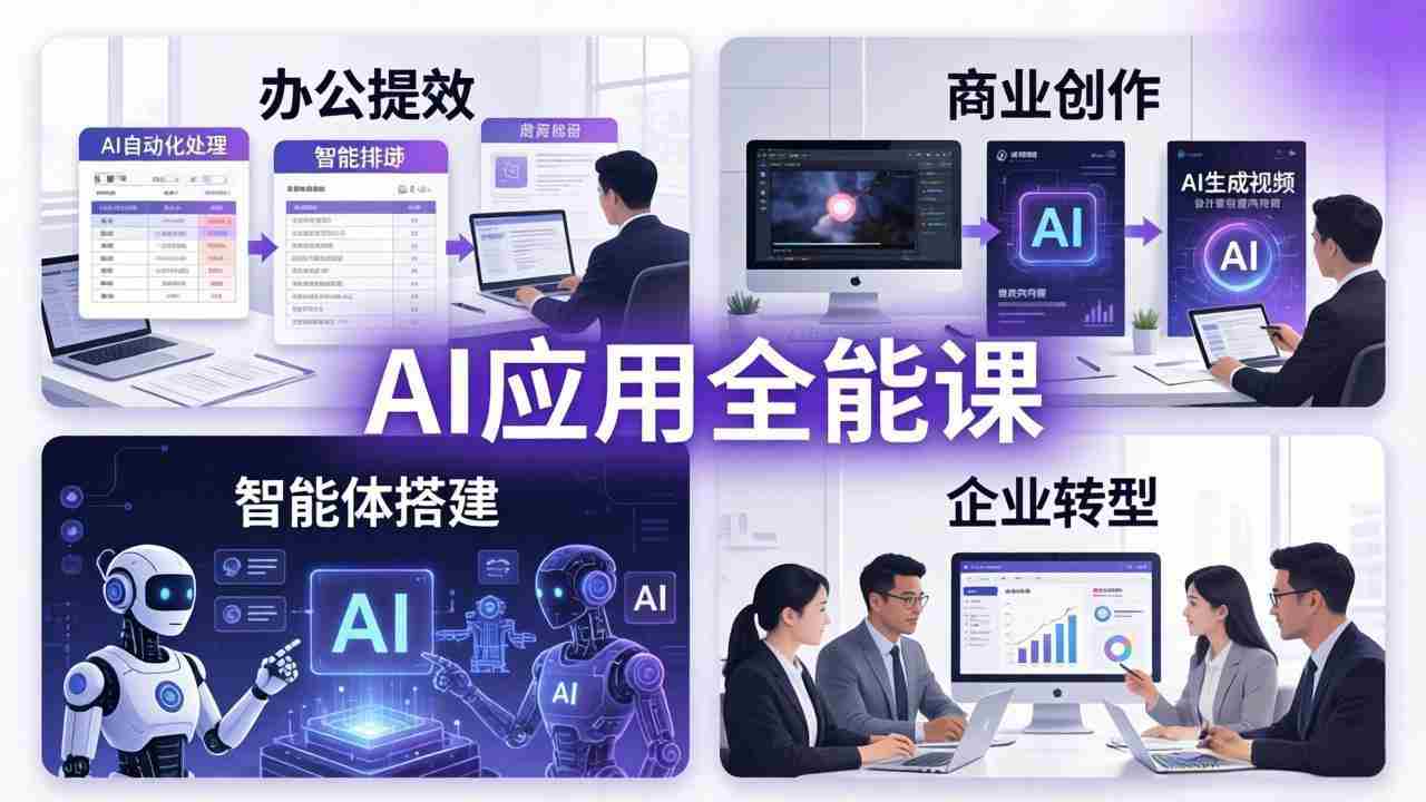 （17890期）AIGC 应用全能课：办公提效、商业创作、智能体搭建、企业转型，一站式学会AI应用-网创资源