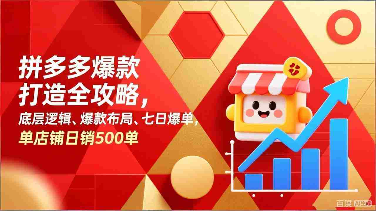 （17346期）拼多多爆款打造全攻略，底层逻辑、爆款布局、七日爆单，单店铺日销500单-网创资源