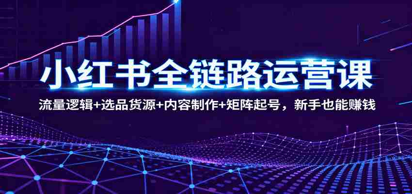 小红书全链路运营课：流量逻辑+选品货源+内容制作+矩阵起号，新手也能赚钱-网创资源