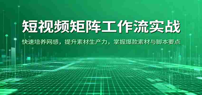 短视频矩阵工作流实战：快速培养网感，提升素材生产力，掌握爆款素材与脚本要点-网创资源