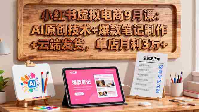 （16287期）小红书虚拟电商9月课：AI原创技术+爆款笔记制作+云端发货，单店月利3万+-网创资源