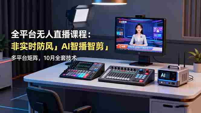 （16279期）全平台无人直播课程：非实时防风＋AI智播智剪＋多平台矩阵，10月全套技术-网创资源