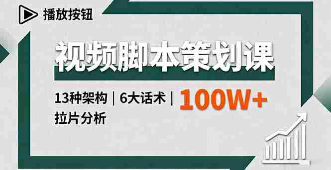 （16137期）视频脚本策划课，13种架构、6大话术、拉片分析，单条播放百万+-网创资源