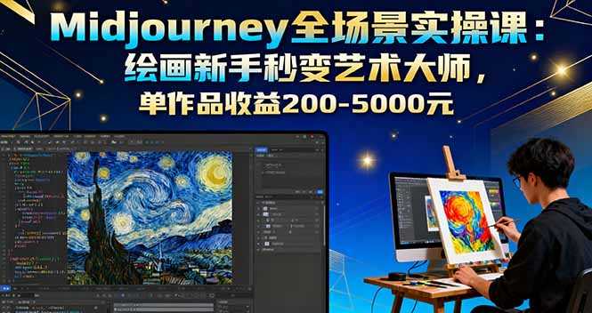 （16125期）Midjourney全场景实操课：绘画新手秒变艺术大师，单作品收益200-5000元-网创资源