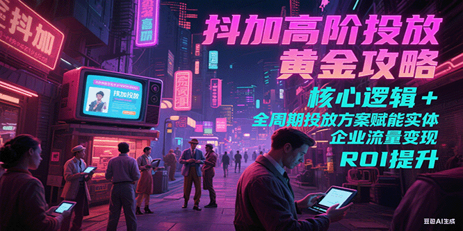 抖加高阶投放黄金攻略：核心逻辑全周期投放方案赋能实体企业流量变现 ROI 提升-网创资源