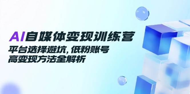 AI自媒体变现训练营，平台选择避坑，低粉账号高变现方法全解析-网创资源