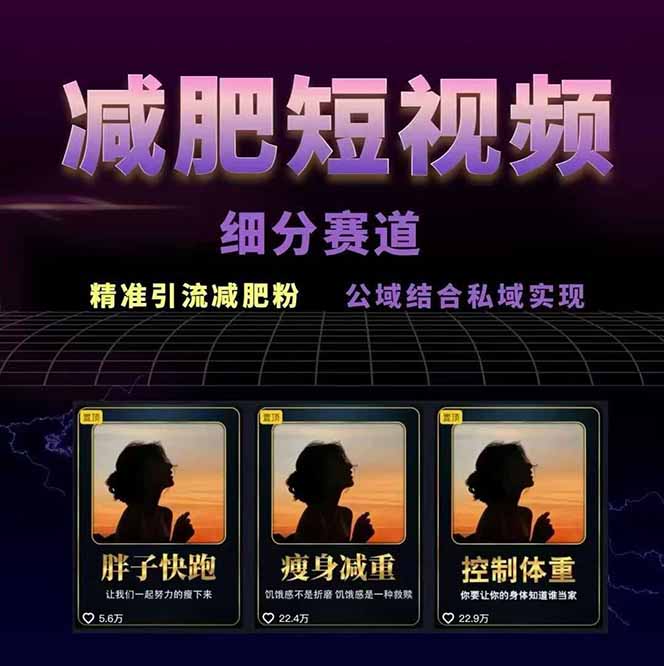 图片[1]-（15788期）减肥短视频赛道运营课：素材准备-视频制作-引流变现全流程 (附素材)