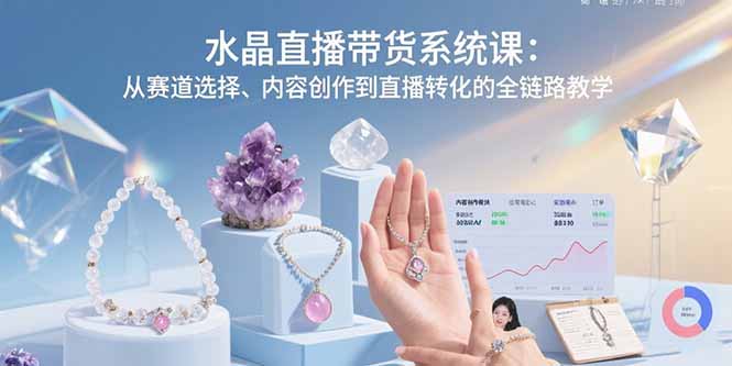 （15721期）水晶直播带货系统课：从赛道选择、内容创作到直播转化的全链路教学-网创资源