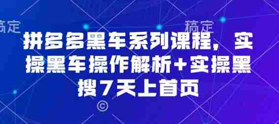 拼多多黑车系列课程，实操黑车操作解析+实操黑搜7天上首页【音频】-网创资源