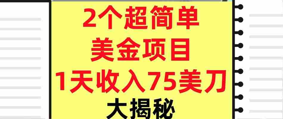2个超简单美金项目，1天收入75美刀，3分钟学会，内部教程（大揭秘）-网创资源
