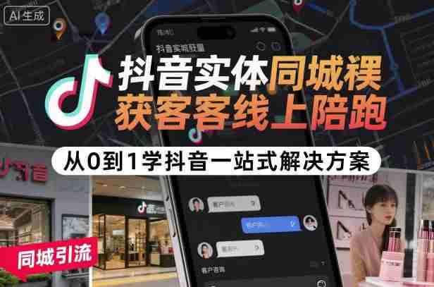 抖音实体同城获客线上陪跑，从0到1学抖音一站式解决方案-网创资源