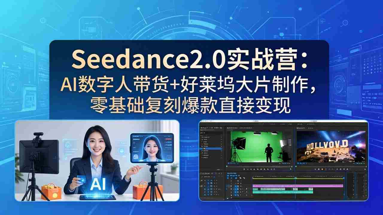 （18238期）Seedance2.0实战营：AI数字人带货+好莱坞大片制作，零基础复刻爆款直接变现-网创资源