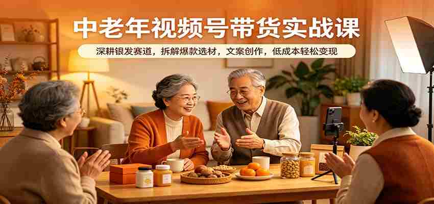 中老年视频号带货实战课：深耕银发赛道，拆解爆款选材，文案创作，低成本轻松变现-网创资源