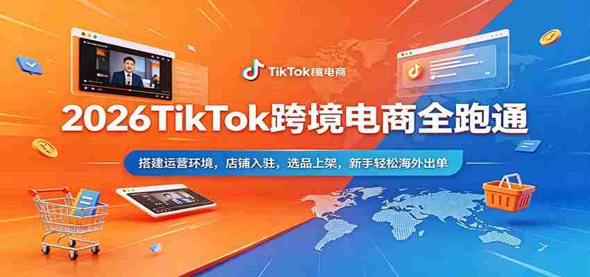 2026TikTok跨境电商全跑通：搭建运营环境，店铺入驻，选品上架，新手轻松海外出单-网创资源