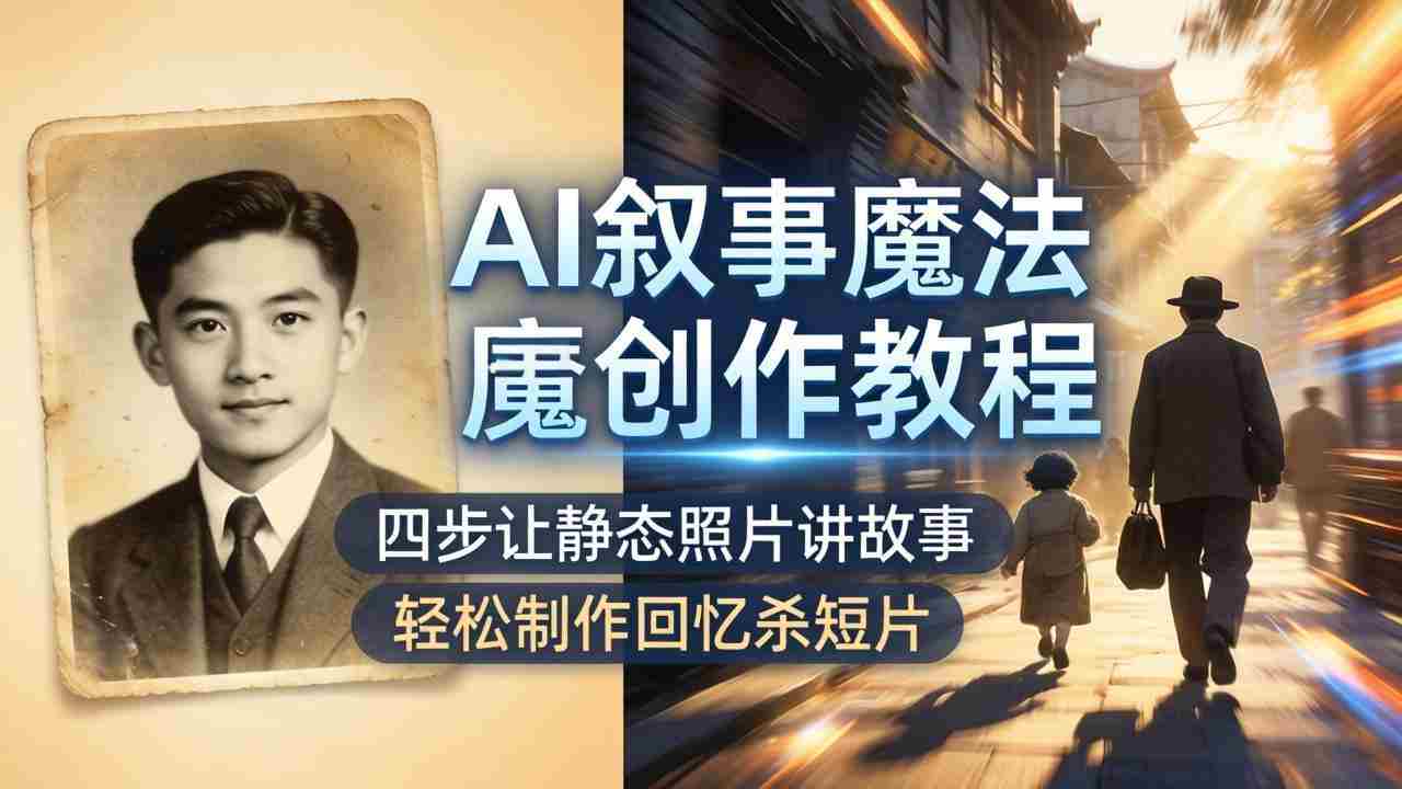 （18208期）AI叙事魔法创作教程，四步让静态照片讲故事，老照片修复加动态特效，轻松制作回忆杀短片-网创资源