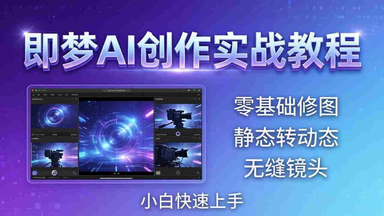 （18196期）即梦AI创作实战教程，从零基础修图到AI导演，实战教学静态转动态+无缝镜头，小白快速上手-网创资源