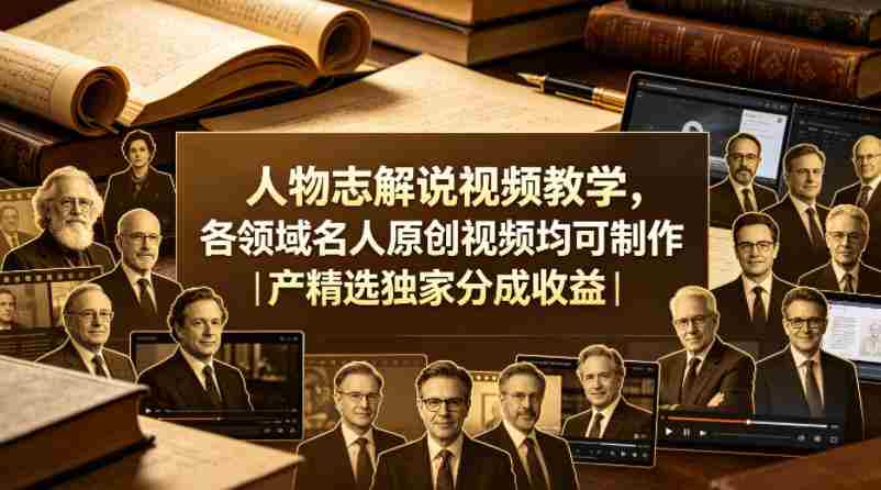人物志解说视频教学，各领域名人原创视频均可制作丨精选独家分成收益-网创资源