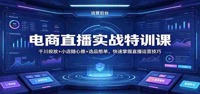 电商直播实战特训课：千川投放+小店随心推+选品憋单，快速掌握直播运营技巧-网创资源