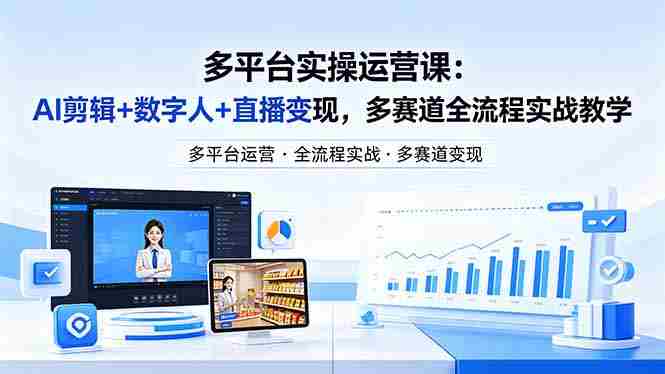 （18131期）某团队多平台实操运营课-更新26年4月20：AI剪辑+数字人+直播变现，多赛道全流程实战教学-网创资源