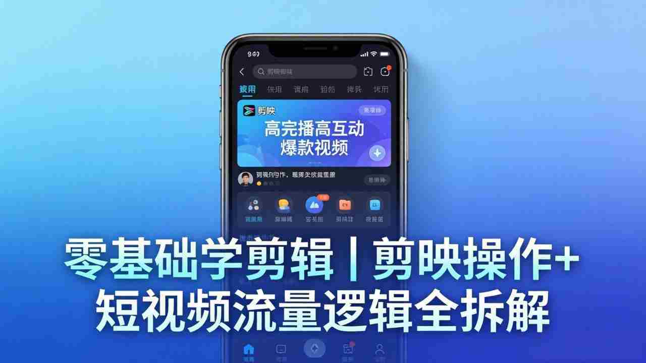 （18117期） 【零基础学剪辑】剪映操作+短视频流量逻辑全拆解｜手把手教你剪出高完播高互动爆款视频-网创资源