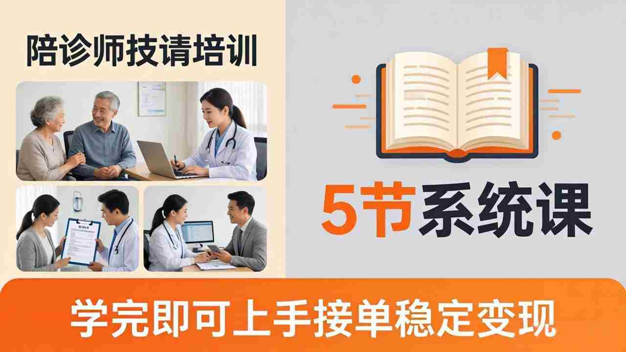 （18116期）想做陪诊师不知从何下手？5节系统课教你掌握核心技能，学完即可上手接单稳定变现-网创资源