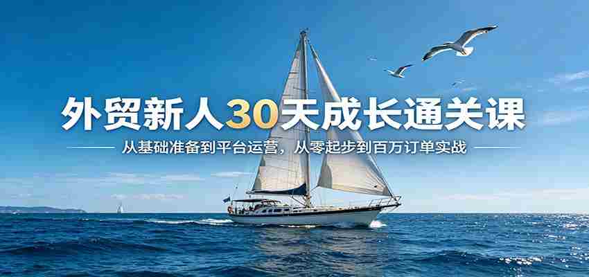 外贸新人30天成长通关课：从基础准备到平台运营，从零起步到百万订单实战-网创资源