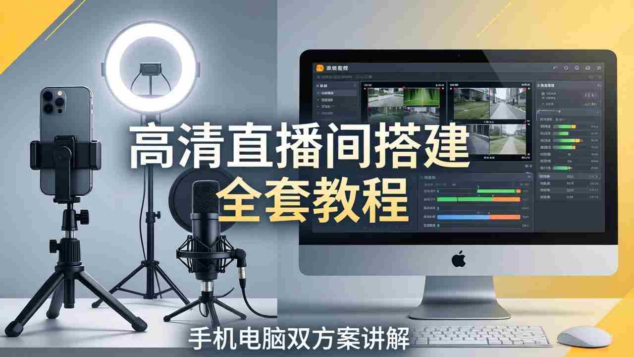 （18104期）高清直播间搭建全套教程，手机电脑双方案讲解，设备选型调试多机位实操教学-网创资源