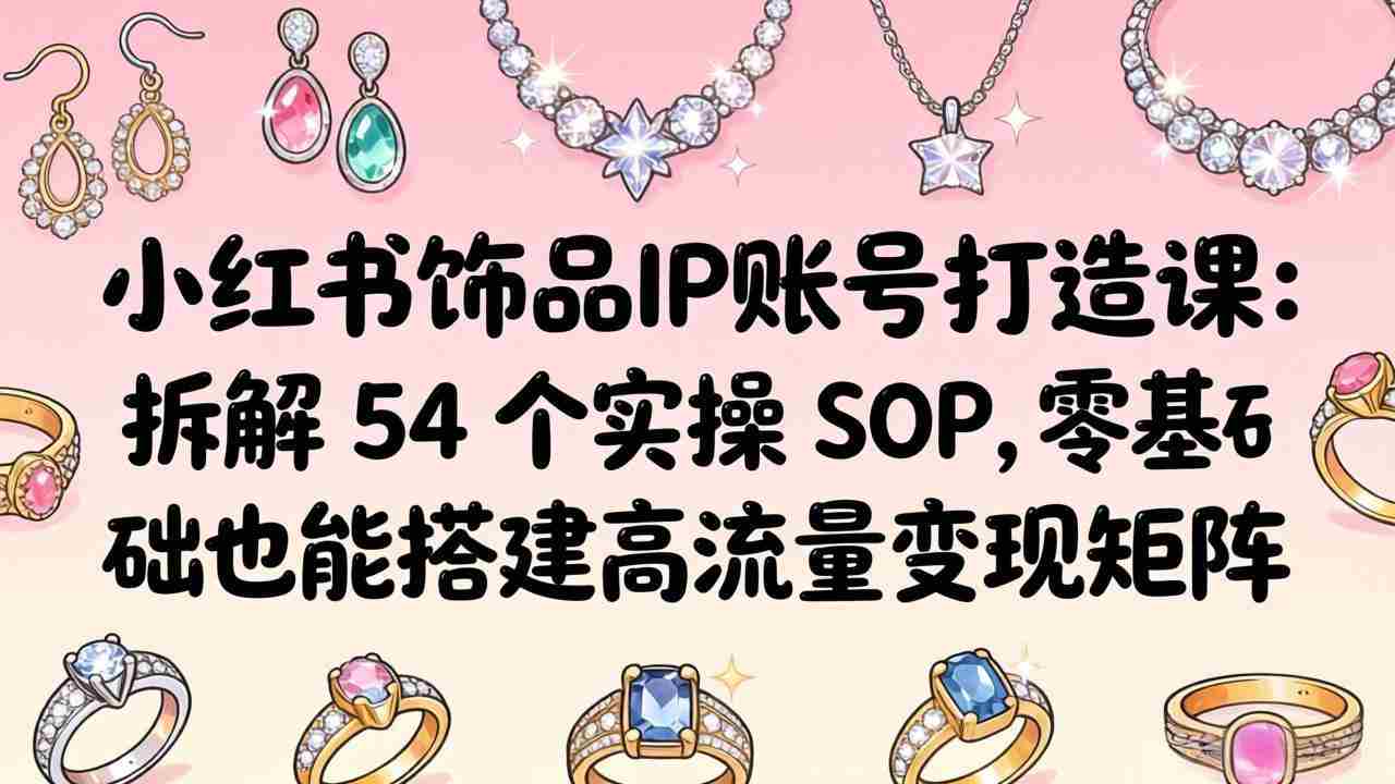 （18101期）小红书饰品IP账号打造课：拆解 54 个实操 SOP，零基础也能搭建高流量变现矩阵-网创资源