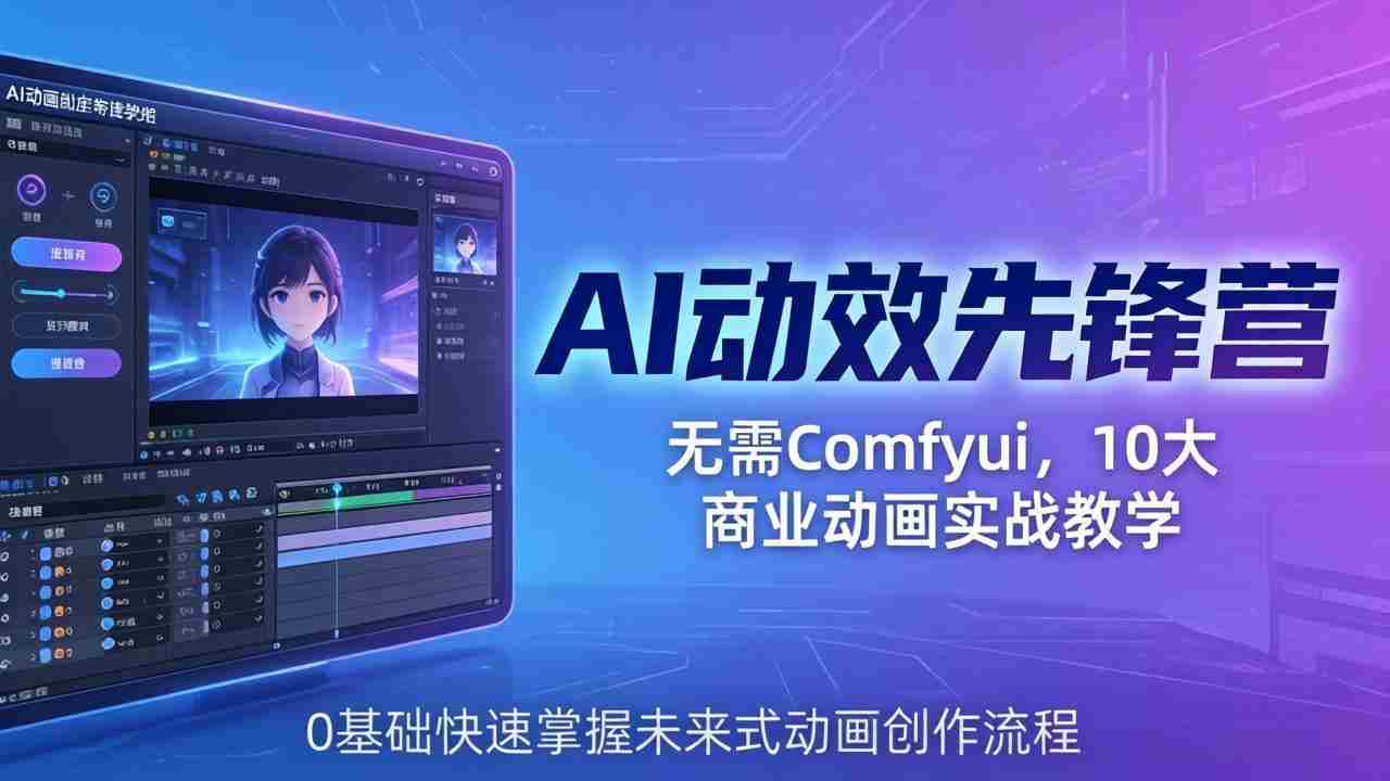 （18077期）AI 动效先锋营：无需Comfyui，10大商业动画实战教学，0基础快速掌握未来式动画创作流程-网创资源