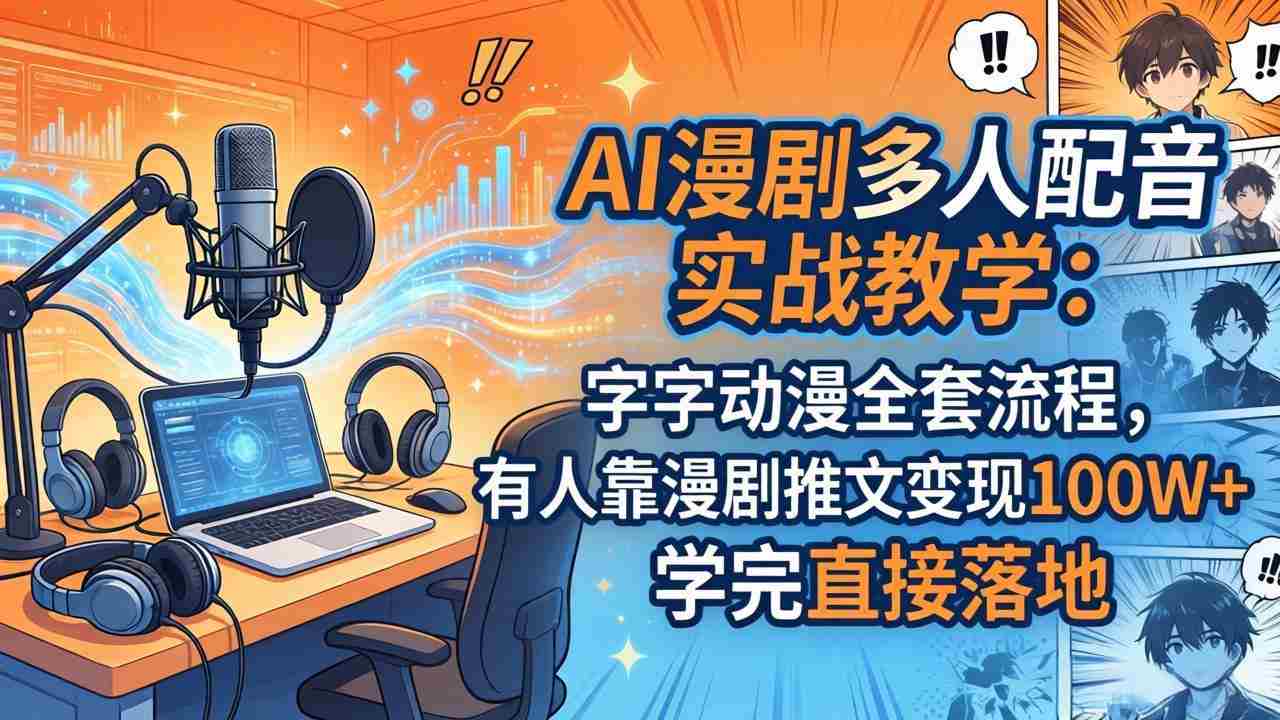 （18060期） AI漫剧多人配音实战教学：字字动漫全套流程，有人靠漫剧推文变现100W+，学完直接落地-网创资源