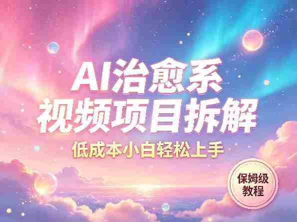 AI治愈系视频项目拆解，低成本小白轻松上手，保姆级教程-网创资源