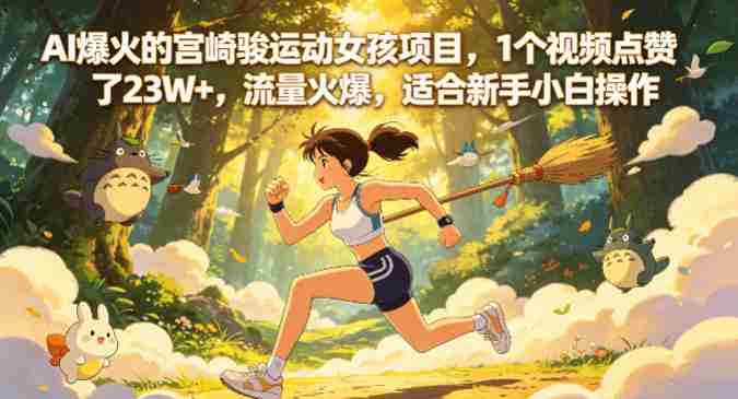 AI爆火的宫崎骏运动女孩项目，1个视频点赞了23W+，流量火爆，适合新手小白操作【详细拆解】-网创资源