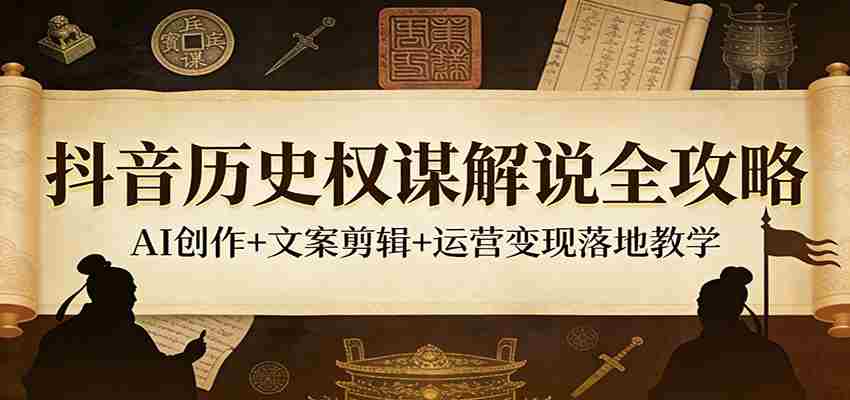 抖音历史权谋解说全攻略：AI创作+文案剪辑+运营变现落地教学-网创资源