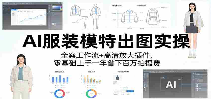 AI服装模特出图实操：全案工作流+ 高清放大插件，零基础上手一年省下百万拍摄费-网创资源