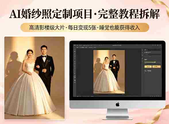 AI婚纱照定制项目，可生成高清影楼级大片，每日变现5张，睡觉也能获得收入【完整教程拆解】-网创资源