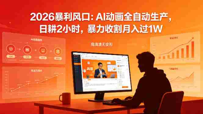 2026暴利风口：AI动画全自动生产，日耕2小时，暴力收割月入过1W-网创资源