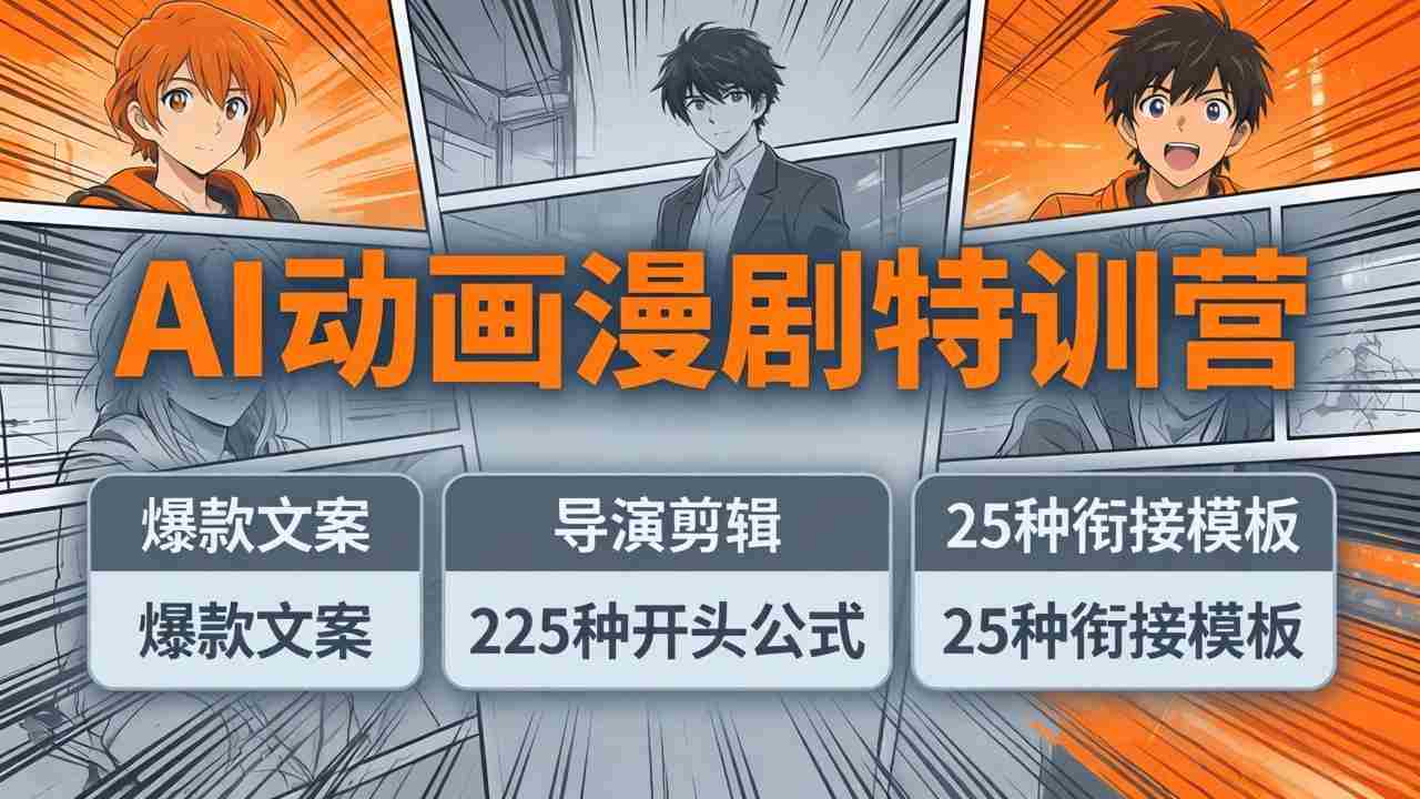 （17917期）AI动画漫剧特训营：爆款文案+导演剪辑：225种开头公式+25种衔接模板，两小时剪电影级大片-网创资源