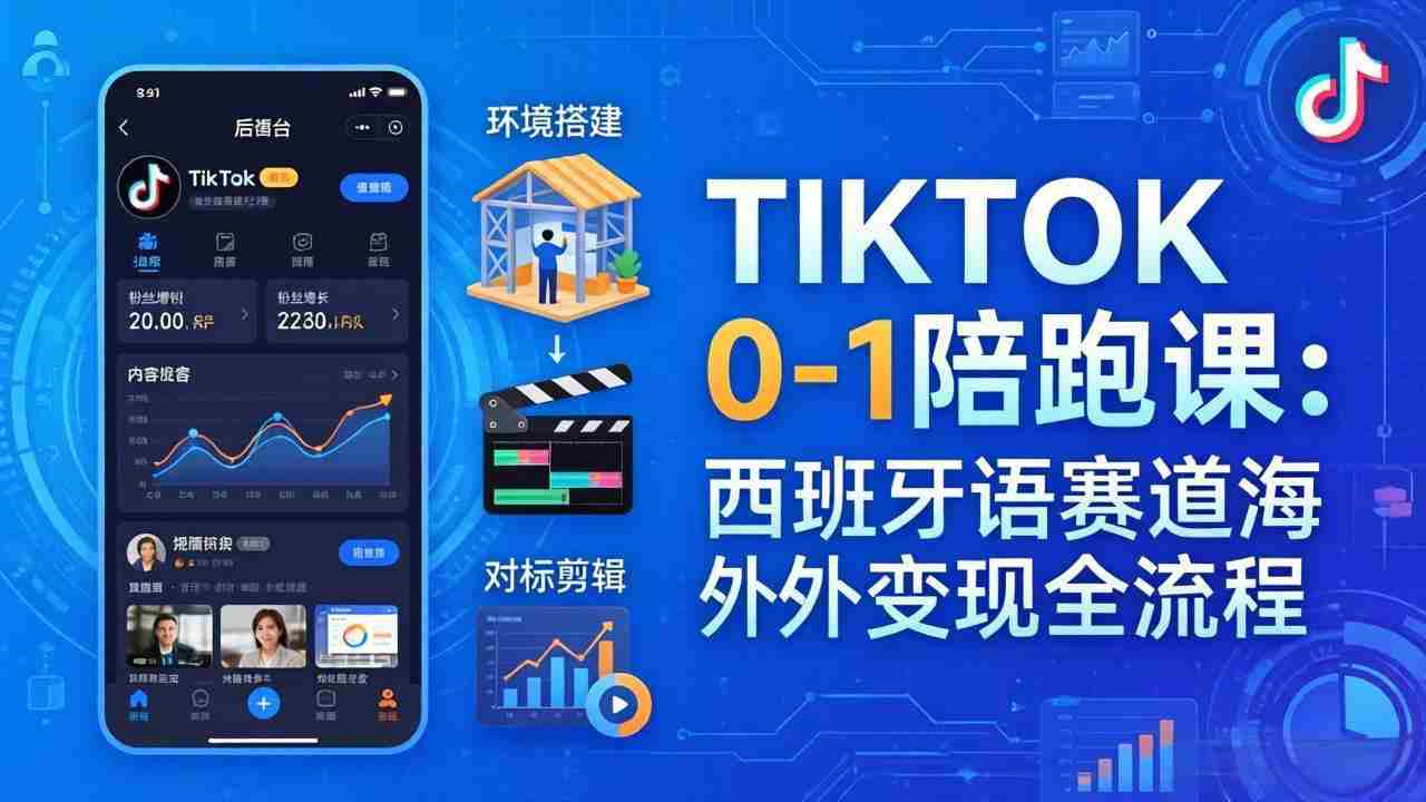 （17908期）TIKTOK 0-1 陪跑课：从环境搭建到刷对标剪辑，西班牙语赛道海外变现全流程-网创资源