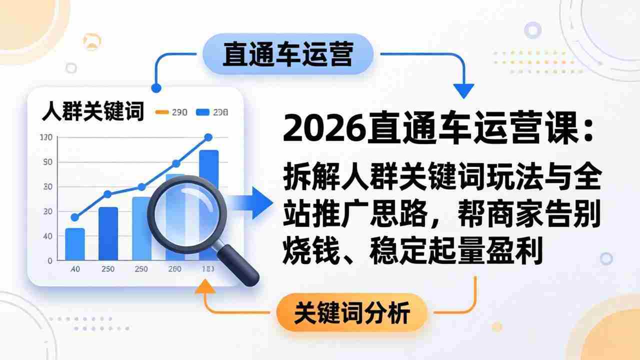 （17898期）2026直通车运营课：拆解人群关键词玩法与全站推广思路，帮商家告别烧钱、稳定起量盈利-网创资源