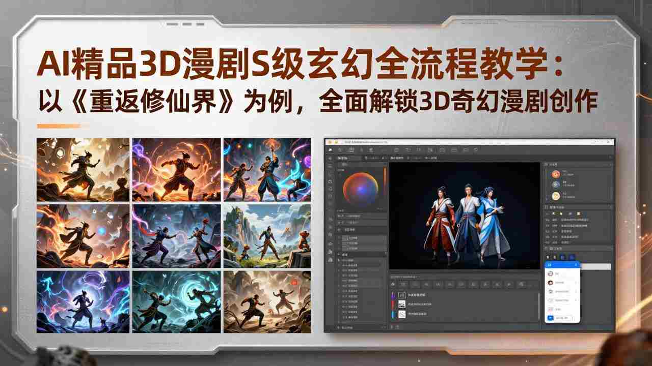 （17882期）AI精品3D漫剧S级玄幻全流程教学：以《重返修仙界》为例，全面解锁3D奇幻漫剧创作-网创资源