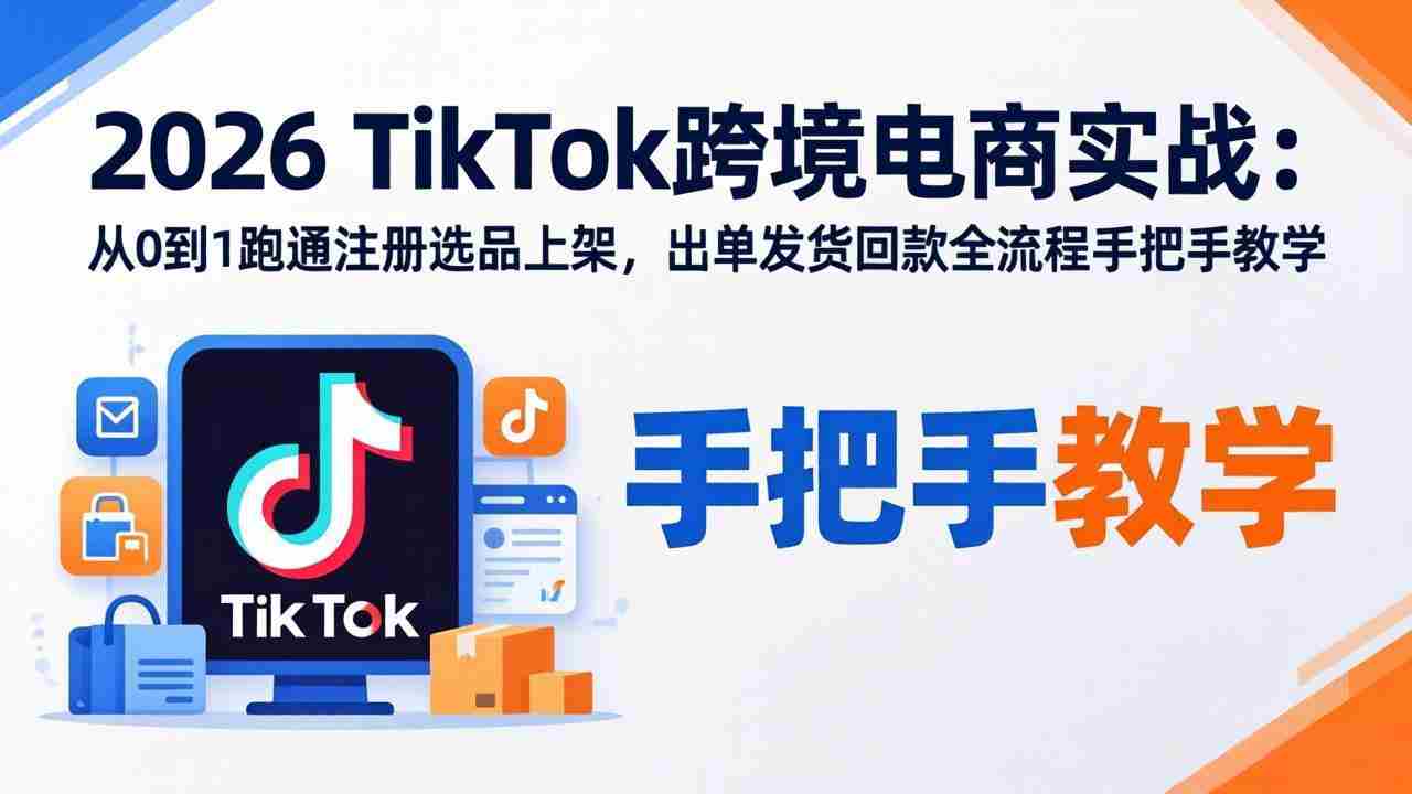 （17850期）2026TikTok跨境电商实战：从0到1跑通注册选品上架，出单发货回款全流程手把手教学-网创资源