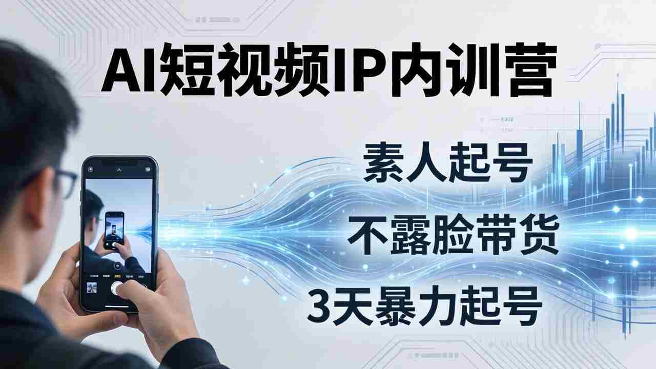 （17852期）2026AI短视频IP内训营：从素人起号到不露脸带货，3天暴力起号全流程拆解-网创资源