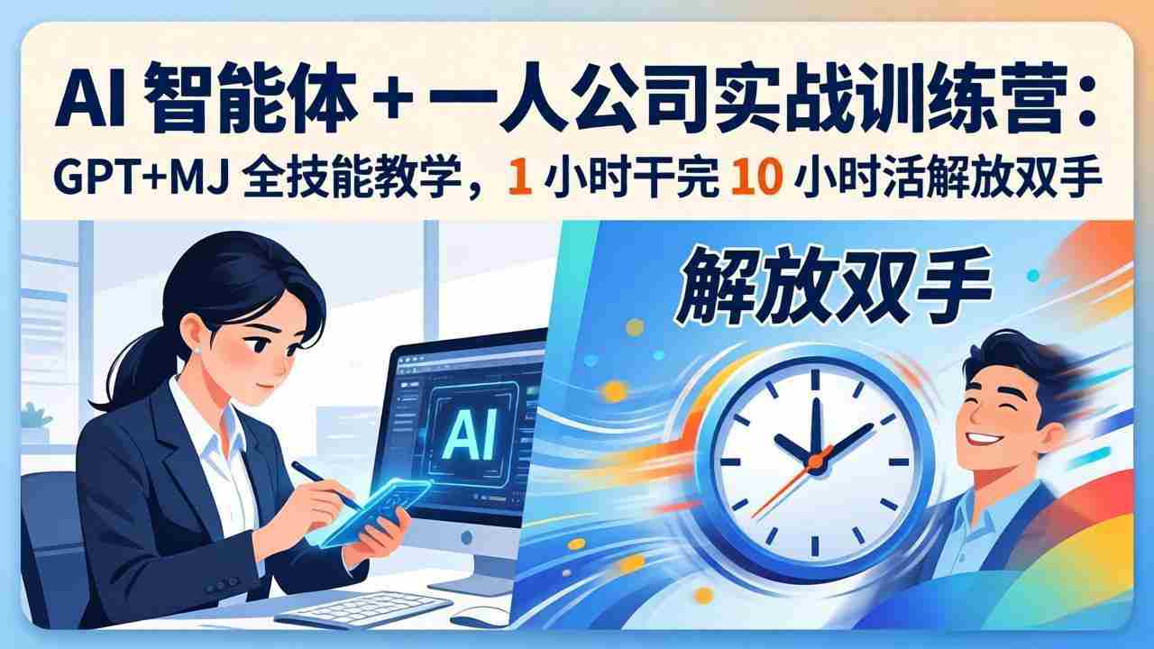 （17834期）AI 智能体 + 一人公司实战训练营：GPT+MJ 全技能教学，1 小时干完 10 小时活解放双手-网创资源