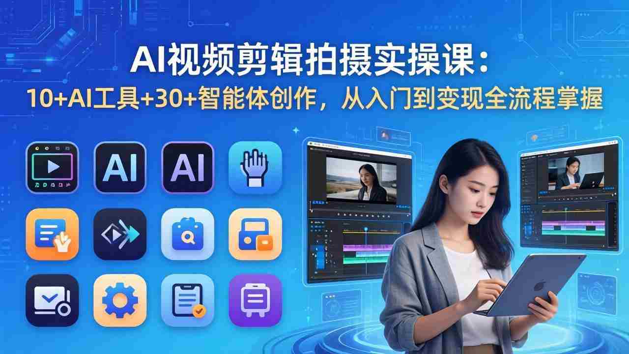 （17818期）AI 视频剪辑拍摄实操课：10+AI工具+30+智能体创作，从入门到变现全流程掌握-网创资源